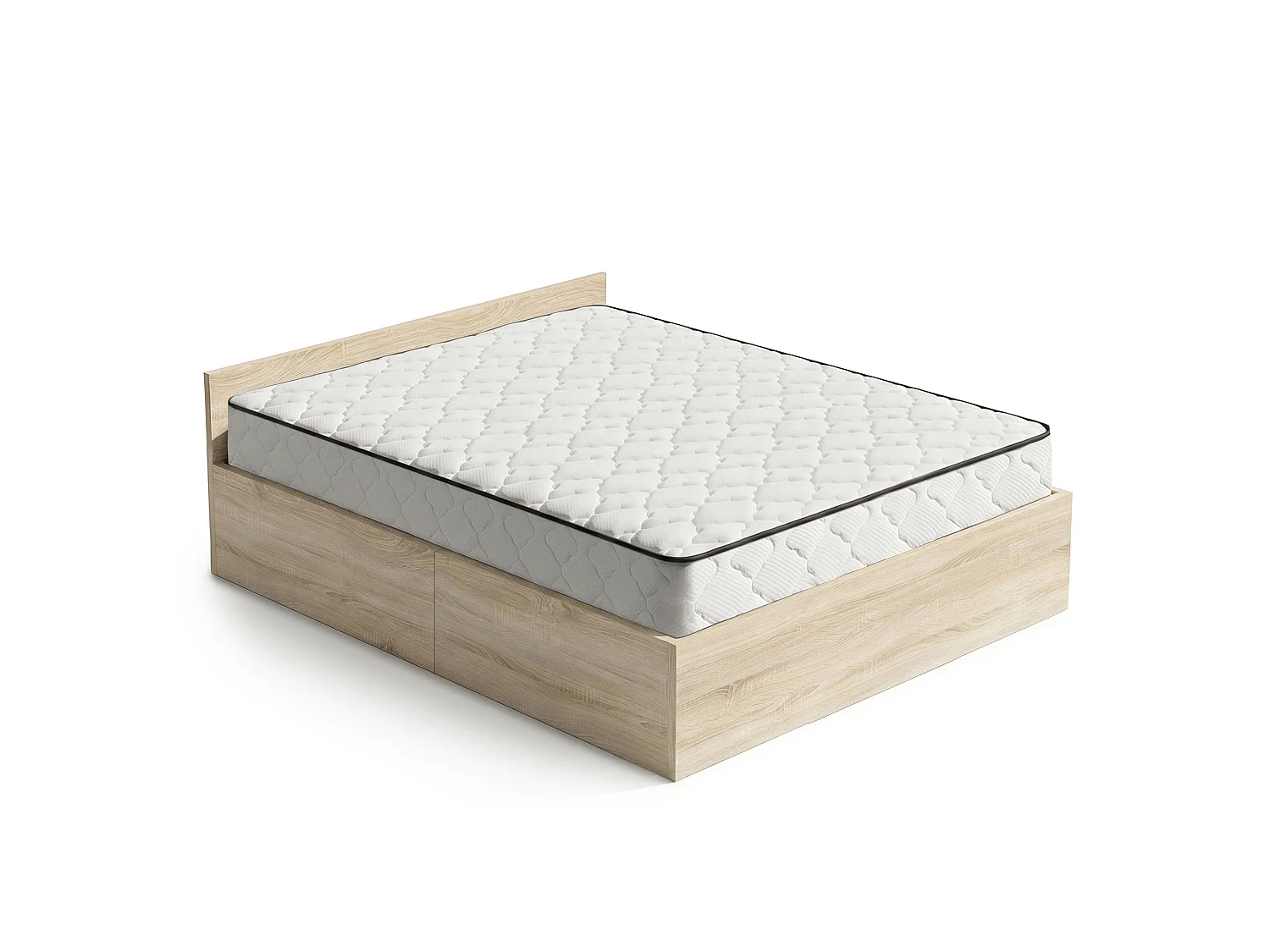 Cama com sommier rebatível 160x200 cm estrado elevatório de metal e colchão de molas Carvalho Sonoma