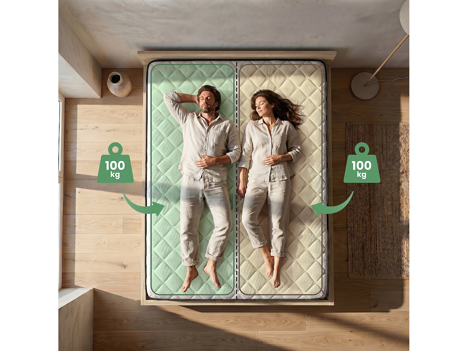 Cama com sommier rebatível 160x200 cm estrado elevatório de metal e colchão de molas Carvalho Sonoma