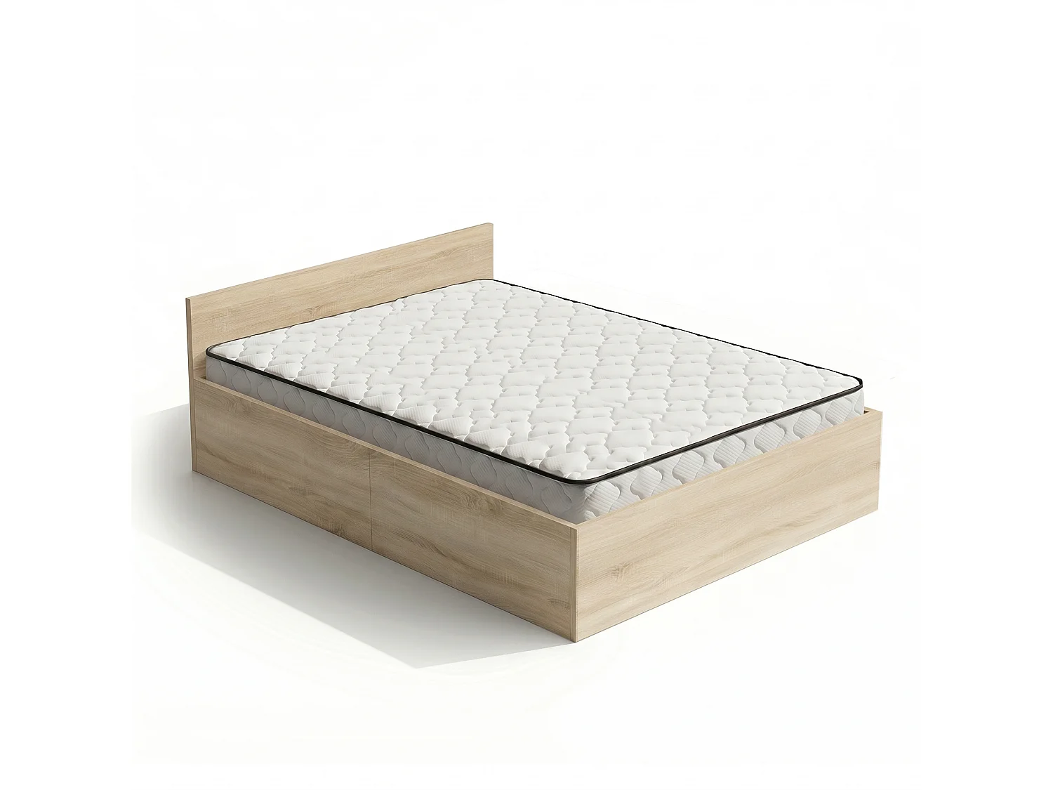 Cama com sommier rebatível 140x200 cm estrado elevatório de metal e colchão de molas Carvalho Sonoma
