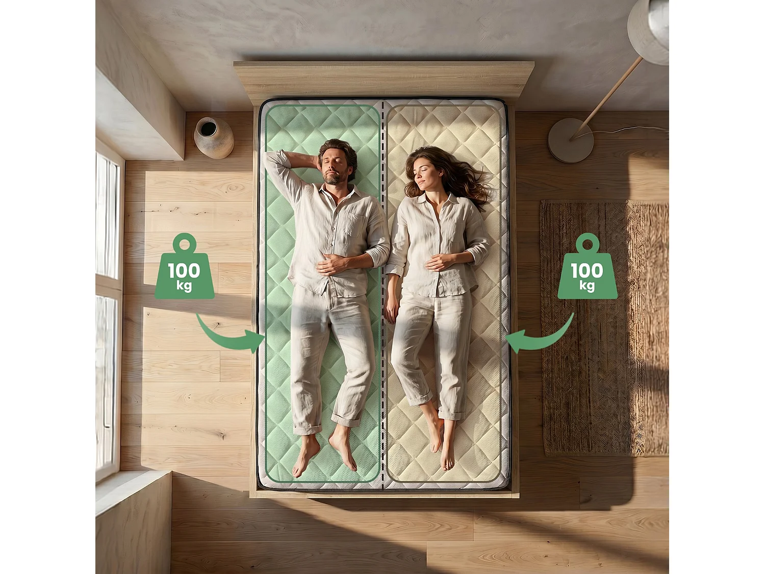 Cama com sommier rebatível 140x200 cm estrado elevatório de metal e colchão de molas Carvalho Sonoma