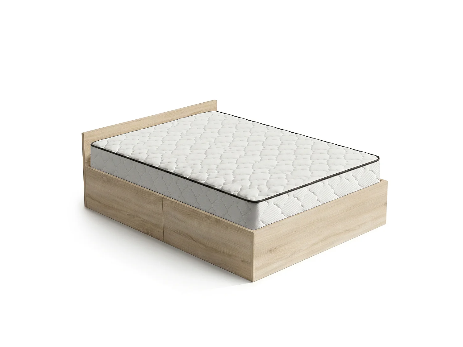 Bed met Opbergruimte 140x200 cm Metalen Lattenbodem Opklapbaar en Binnenveringsmatras Sonoma Eiken