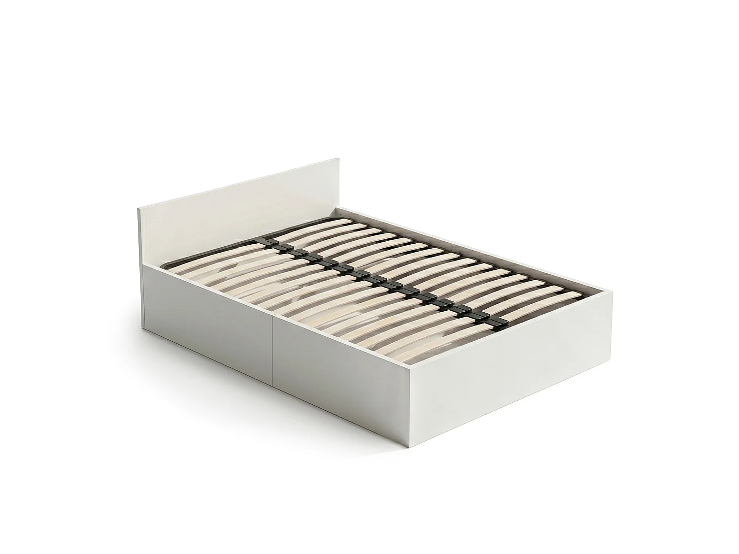 Lit coffre 120x200 cm sommier relevable en métal Blanc