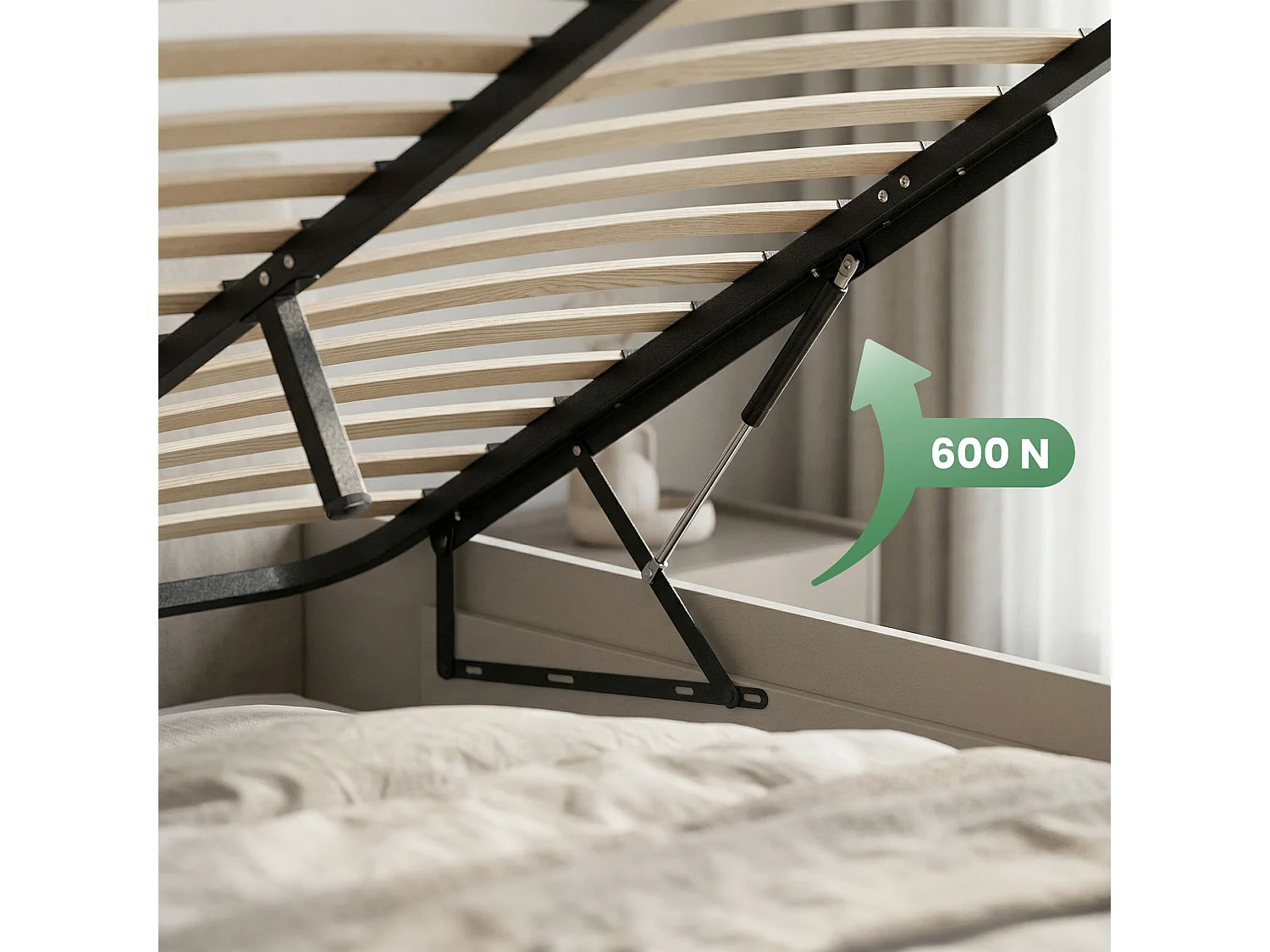 Lit coffre 120x200 cm sommier relevable en métal Blanc