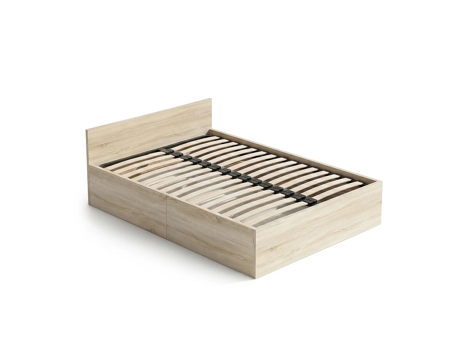 Lit coffre 120x200 cm sommier relevable en métal Chêne Sonoma