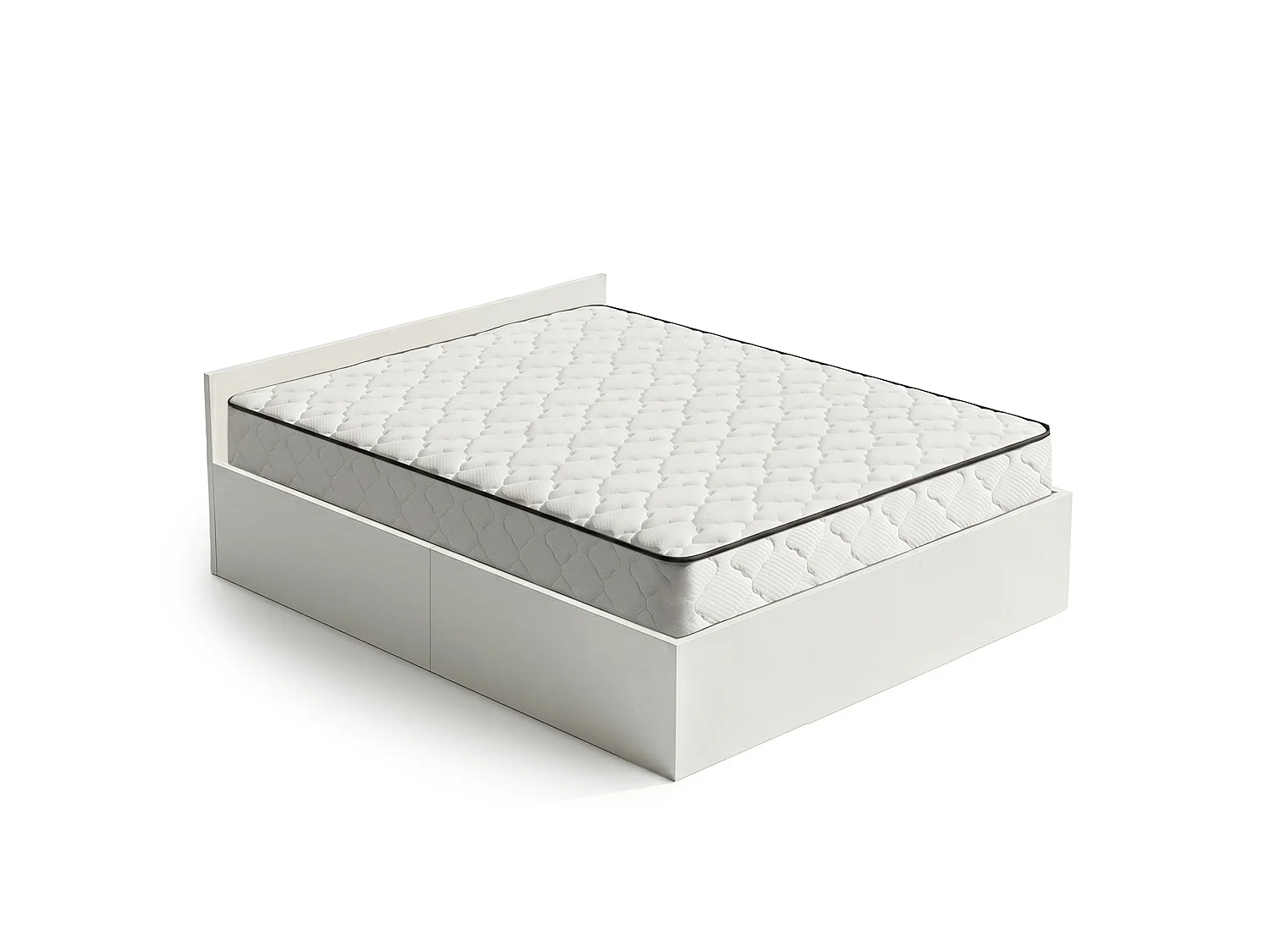 Cama com sommier rebatível 160x200 cm estrado elevatório de metal e colchão de molas Branco