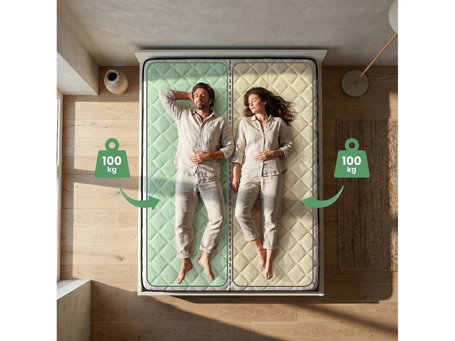 Cama com sommier rebatível 160x200 cm estrado elevatório de metal e colchão de molas Branco