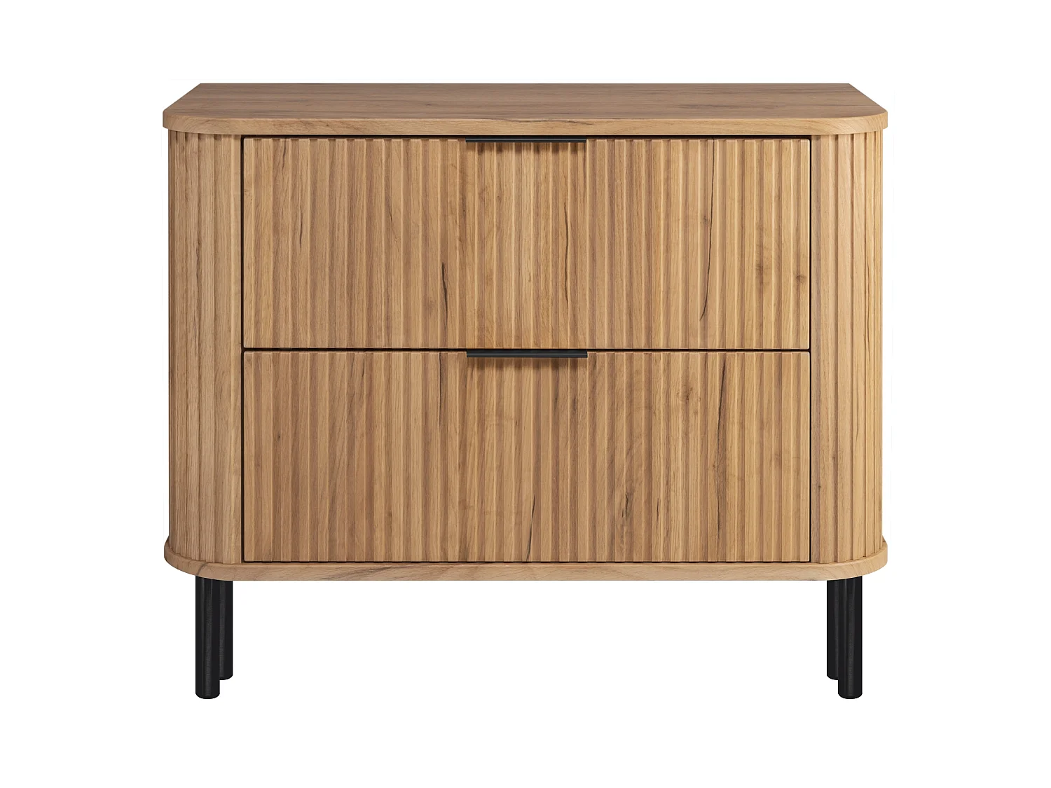 Free-standing bathroom cabinet with drawers and metal legs, colour Craft Oak, black handle, black legs, 80 x 41.5 x 66.7 cm