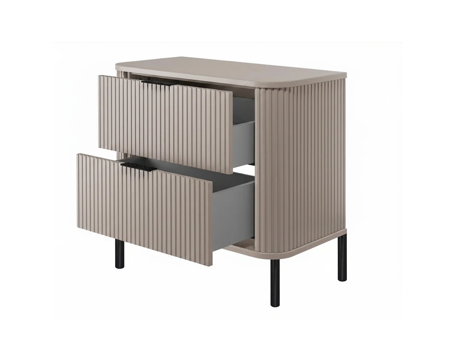 Free-standing bathroom cabinet with drawers and metal legs, colour Cashmere, black handle, black legs, 60 x 41.5 x 66.7 cm