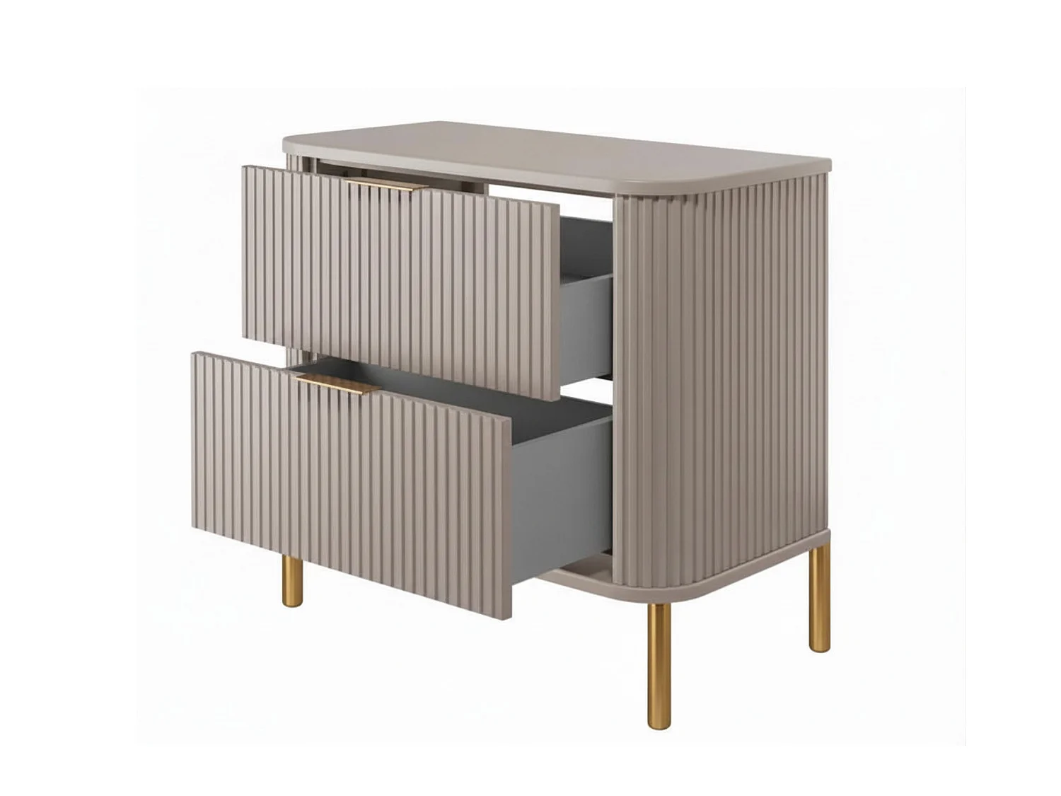 Free-standing bathroom cabinet with drawers and metal legs, colour Cashmere, gold handle, gold legs, 60 x 41.5 x 66.7 cm