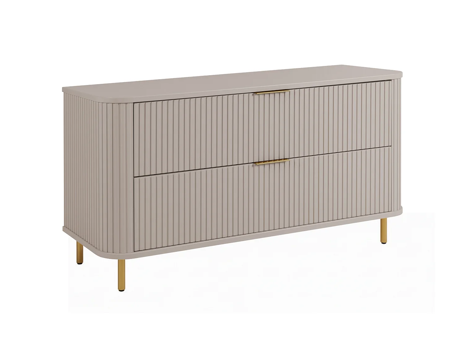 Free-standing bathroom cabinet with drawers and metal legs, colour Cashmere, gold handle, gold legs, 120 x 41.5 x 66.7 cm