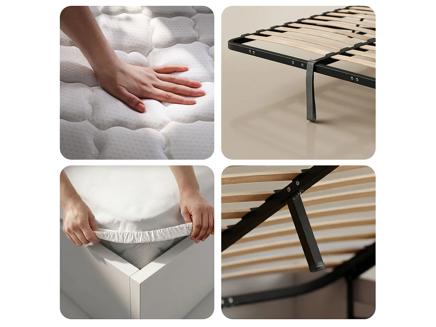 Bed met Opbergruimte 100x200 cm Metalen Lattenbodem Opklapbaar en Binnenveringsmatras Wit