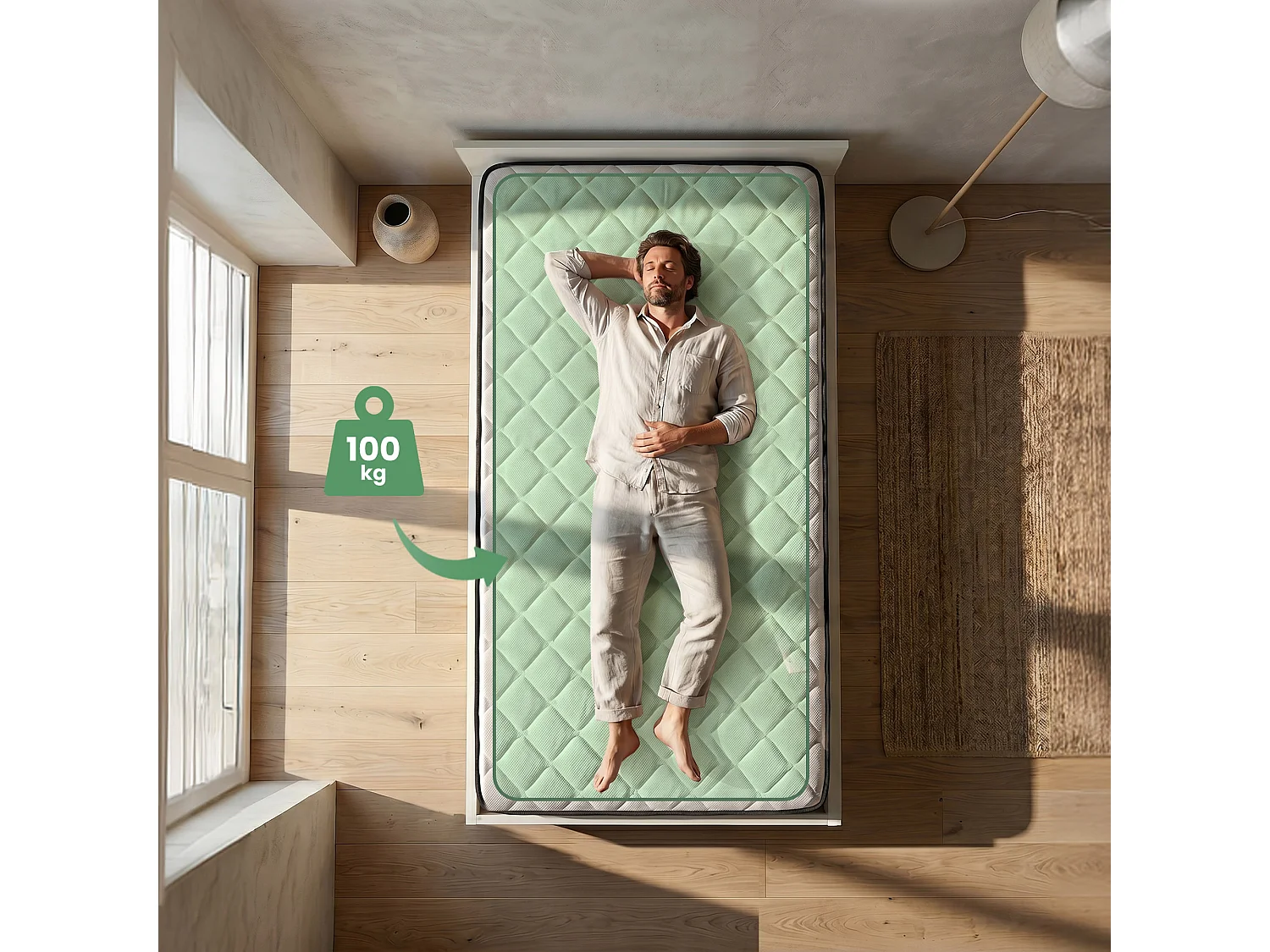 Bed met Opbergruimte 100x200 cm Metalen Lattenbodem Opklapbaar en Binnenveringsmatras Wit