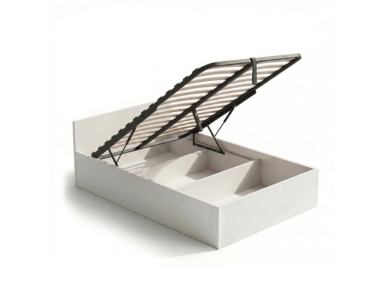 Lit coffre 100x200 cm sommier relevable en métal Blanc