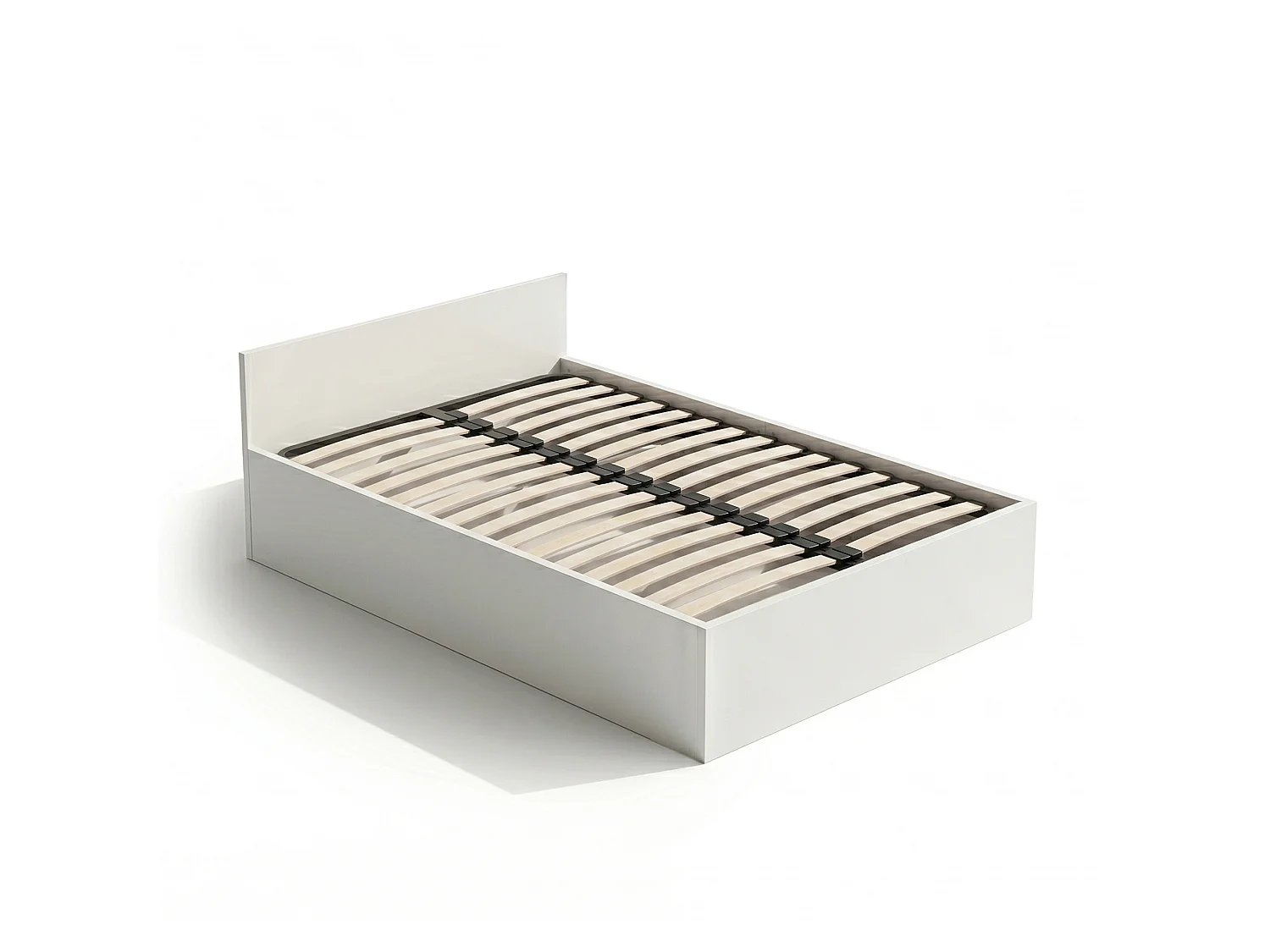 Lit coffre 100x200 cm sommier relevable en métal Blanc
