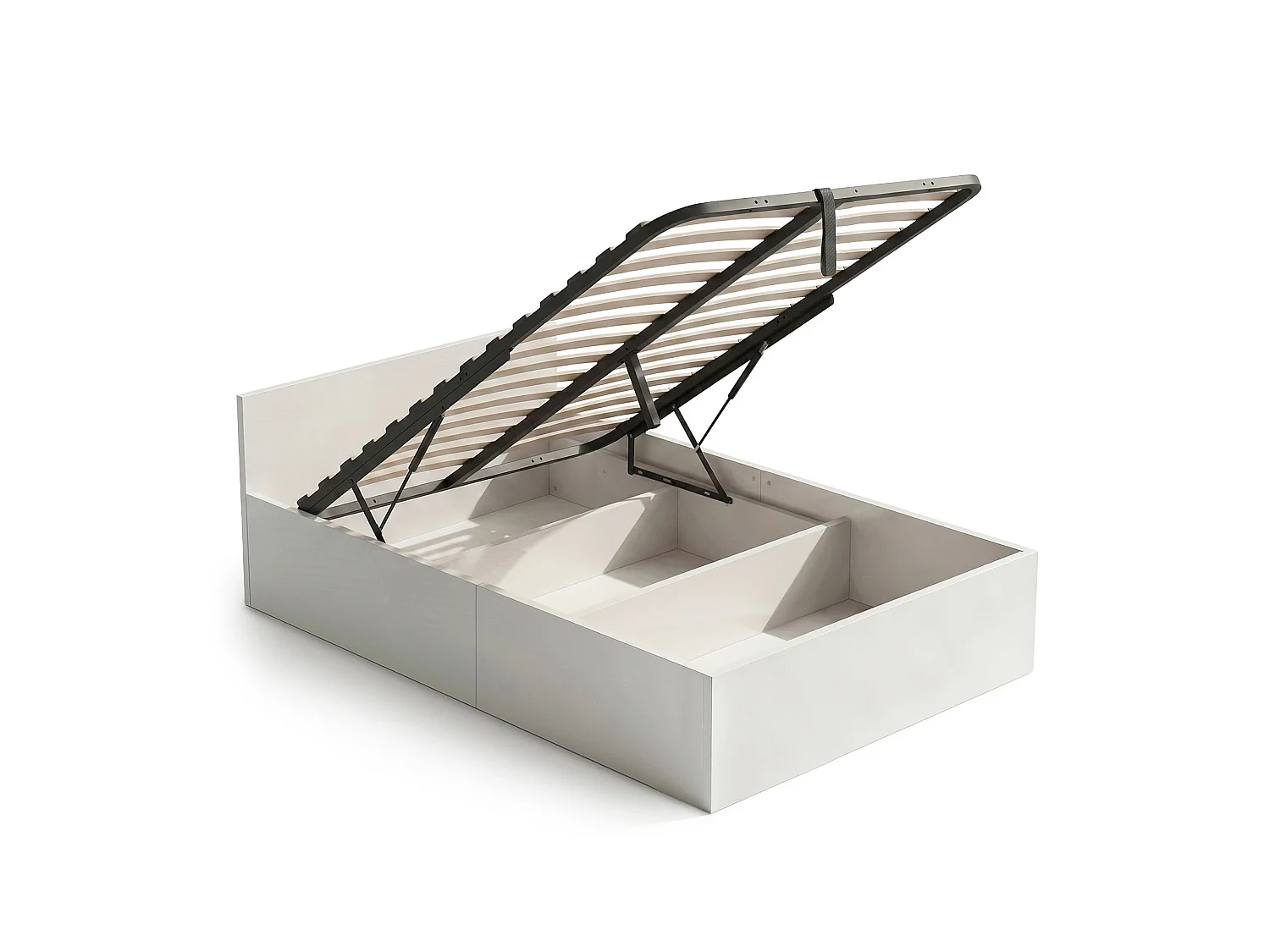 Lit coffre 100x200 cm sommier relevable en métal Blanc