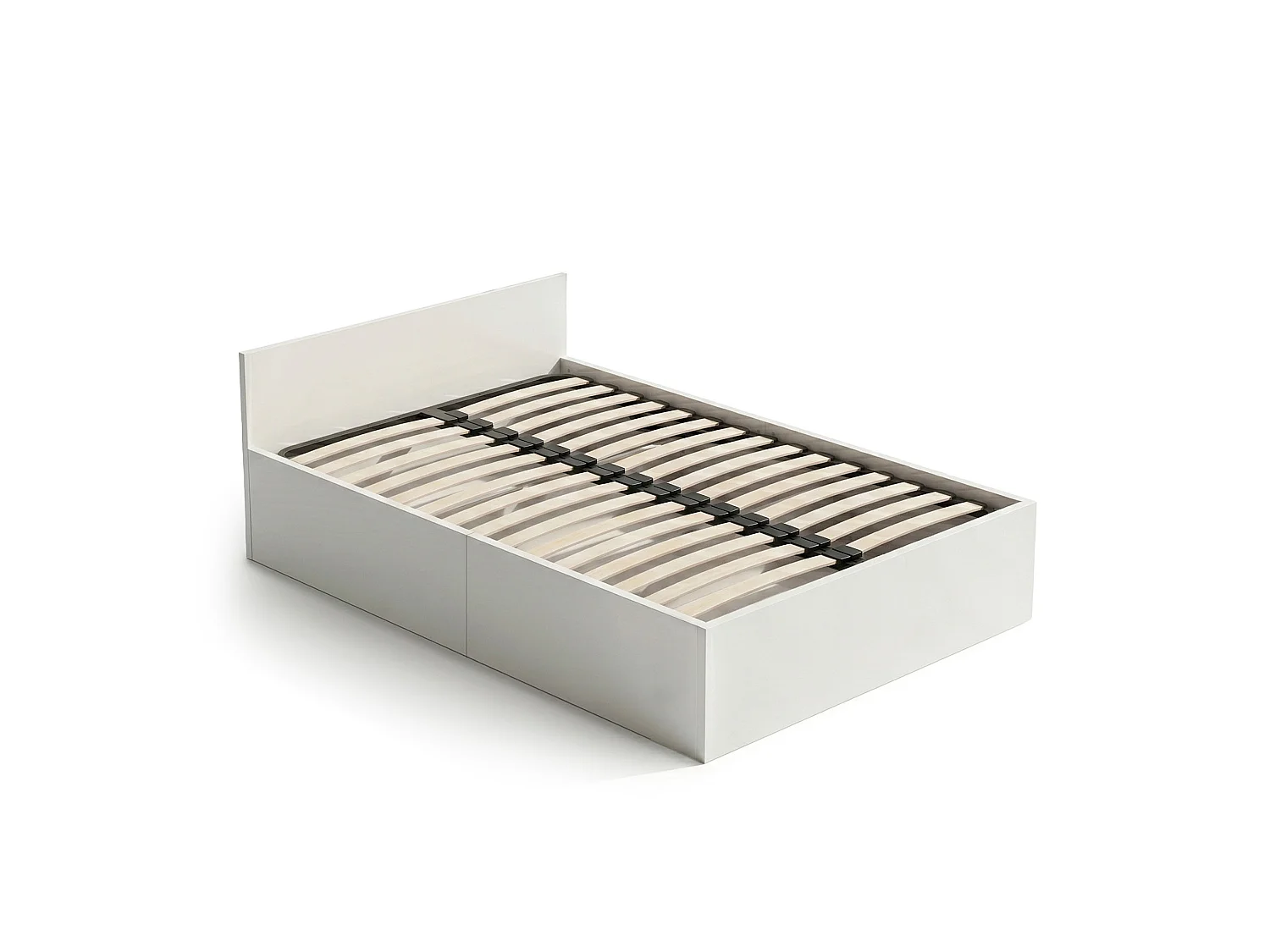 Lit coffre 100x200 cm sommier relevable en métal Blanc
