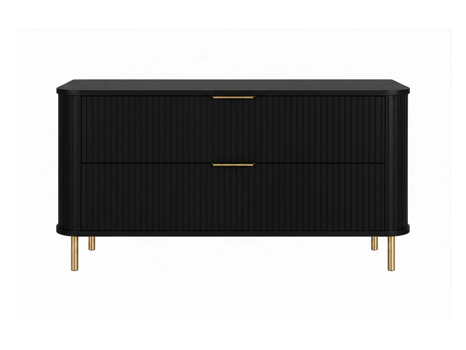 Free-standing bathroom cabinet with drawers and metal legs, colour Black, gold handle, gold legs, 120 x 41.5 x 66.7 cm