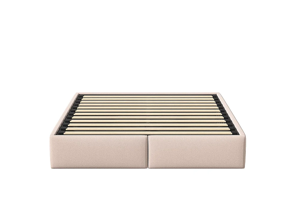 Lit de rangement hydraulique - 140 x 200 cm - sans tête - avec 2 tiroirs - Pas de matelas - Tissu de lin - Beige