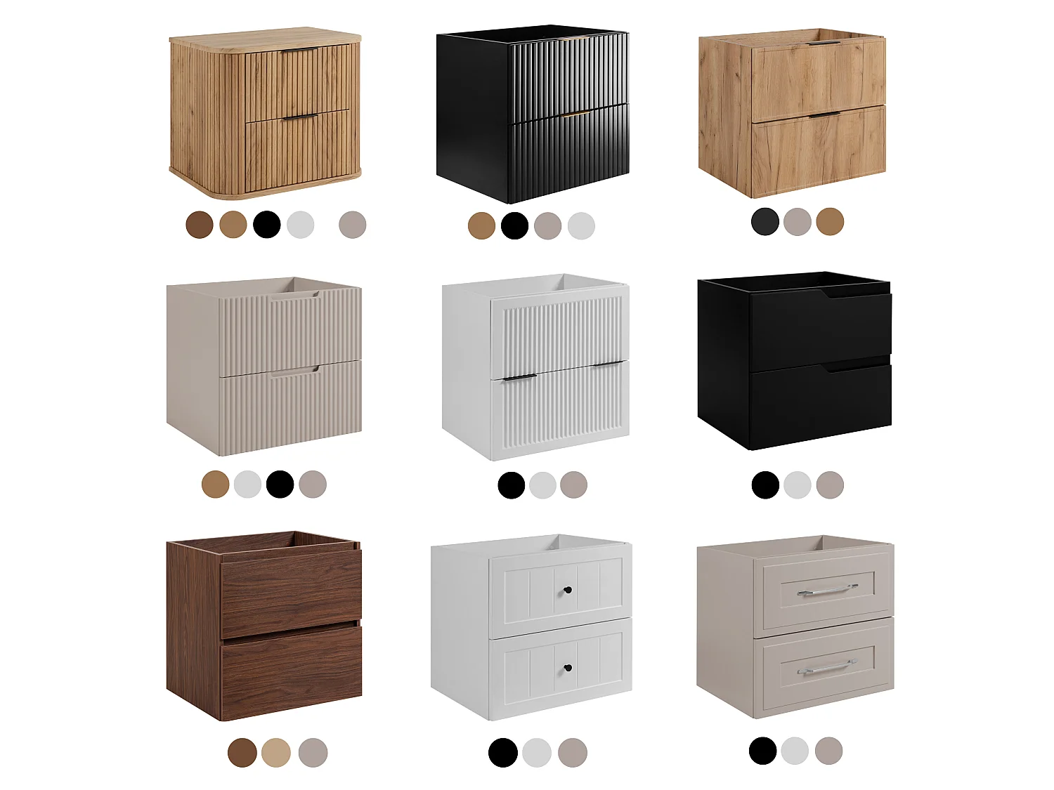 Free-standing bathroom cabinet with drawers and metal legs, colour Black, black handle, black legs, 80 x 41.5 x 66.7 cm
