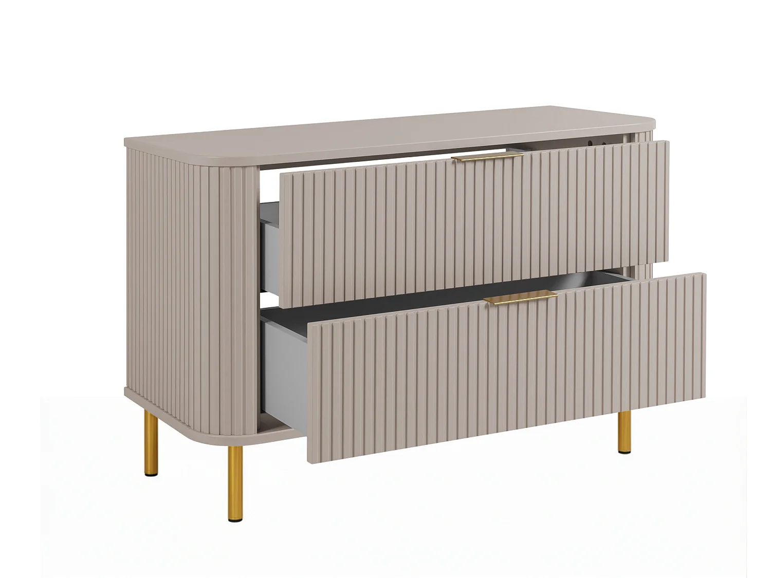 Free-standing bathroom cabinet with drawers and metal legs, colour Cashmere, gold handle, gold legs, 100 x 41.5 x 66.7 cm