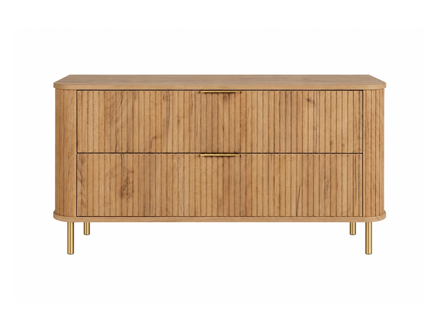 Free-standing bathroom cabinet with drawers and metal legs, colour Craft Oak, gold handle, gold legs, 120 x 41.5 x 66.7 cm
