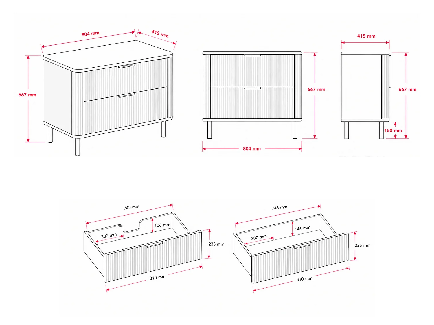 Free-standing bathroom cabinet with drawers and metal legs, colour Oak-Walnut, gold handle, gold legs, 80 x 41.5 x 66.7 cm
