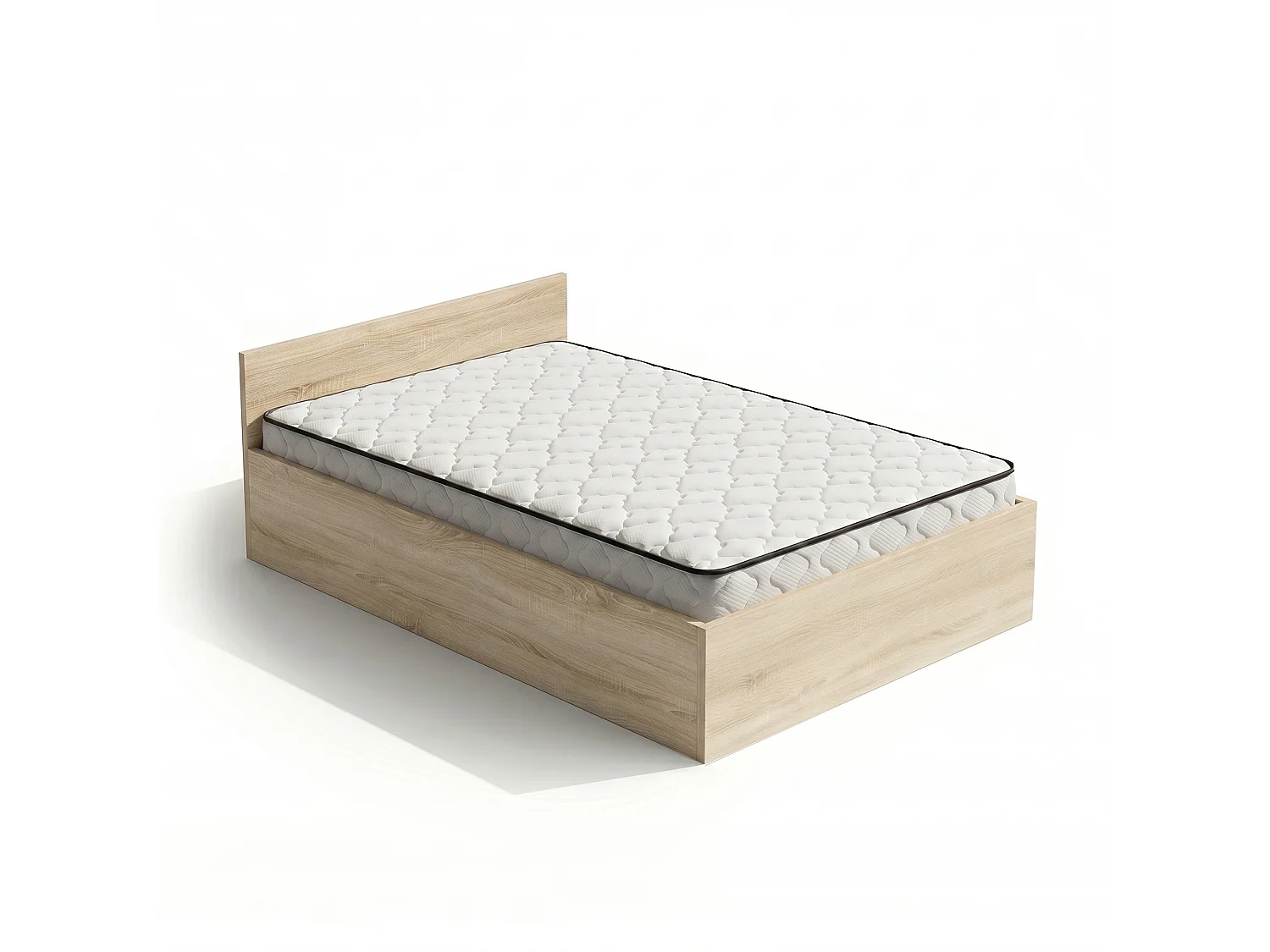 Letto con contenitore 100x200 cm rete sollevabile in metallo e materasso a molle Rovere Sonoma