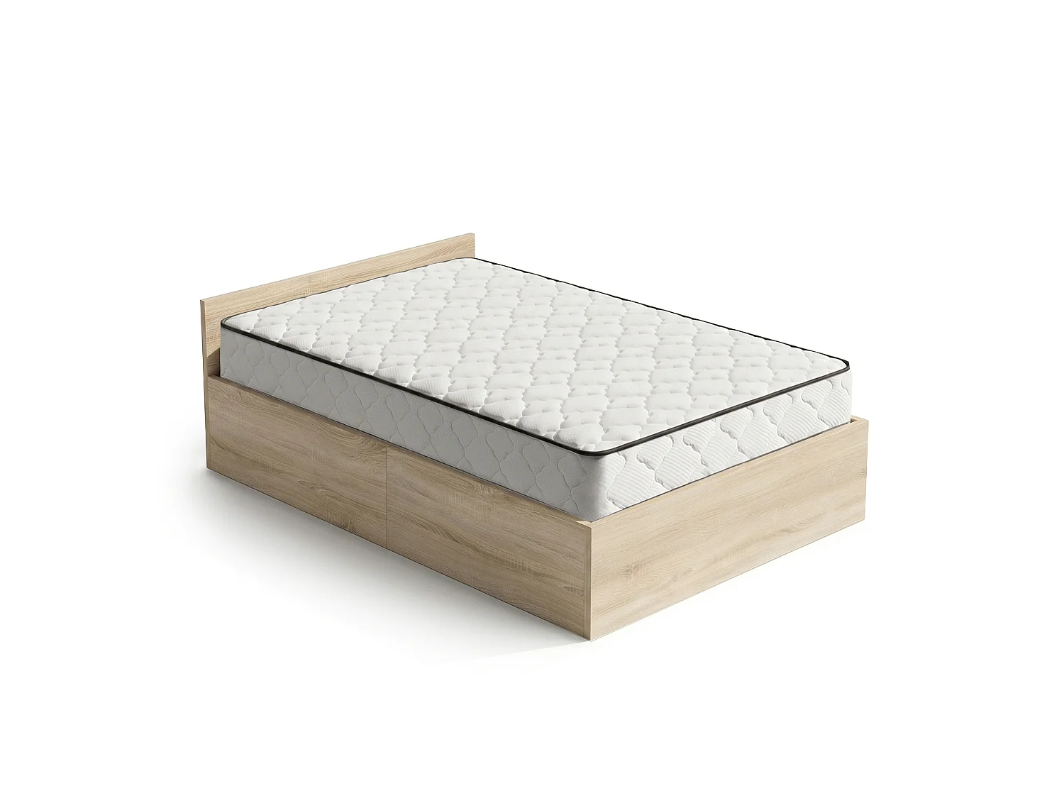 Bed met Opbergruimte 100x200 cm Metalen Lattenbodem Opklapbaar en Binnenveringsmatras Sonoma Eiken