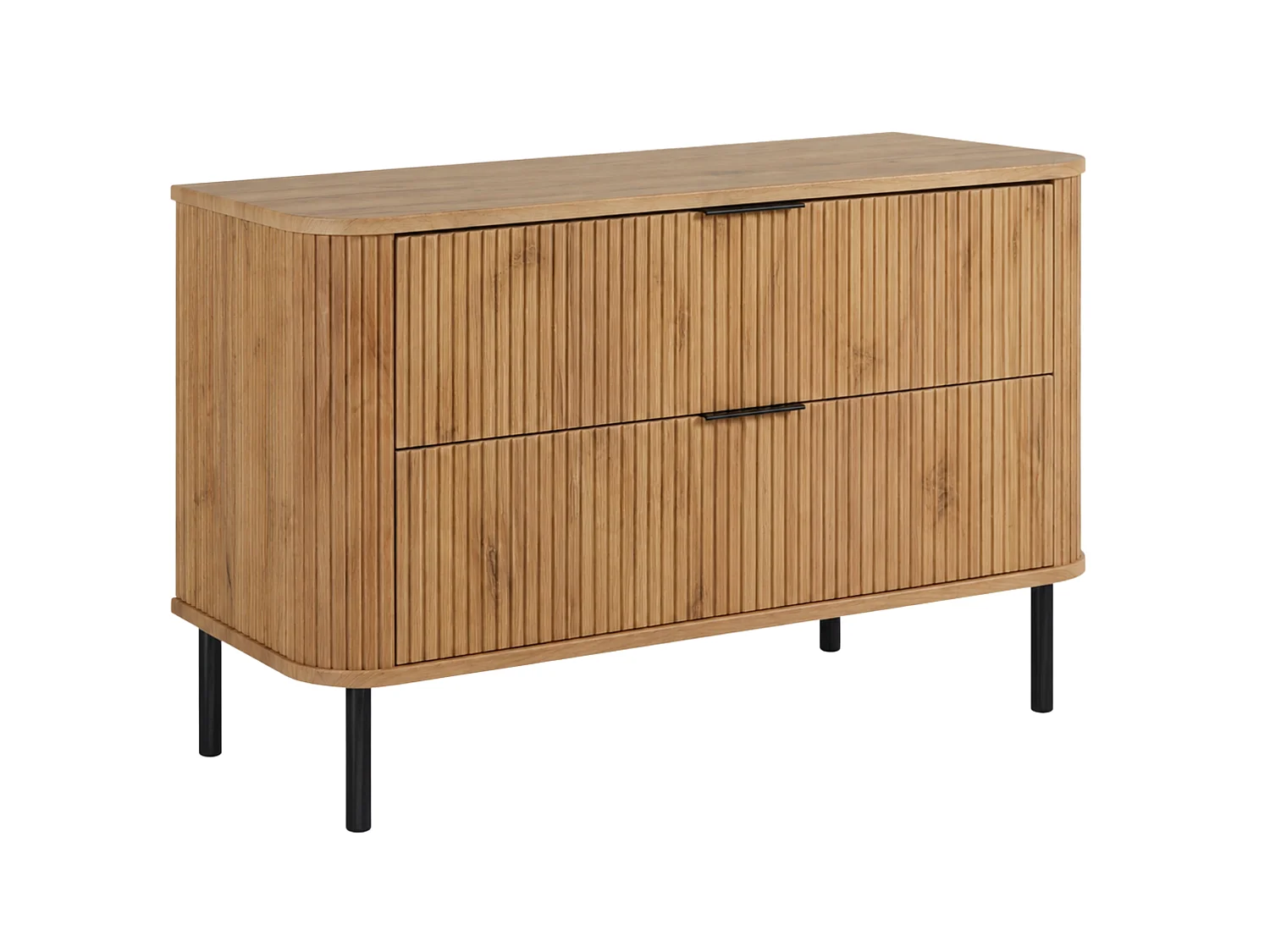 Free-standing bathroom cabinet with drawers and metal legs, colour Craft Oak, black handle, black legs, 100 x 41.5 x 66.7 cm