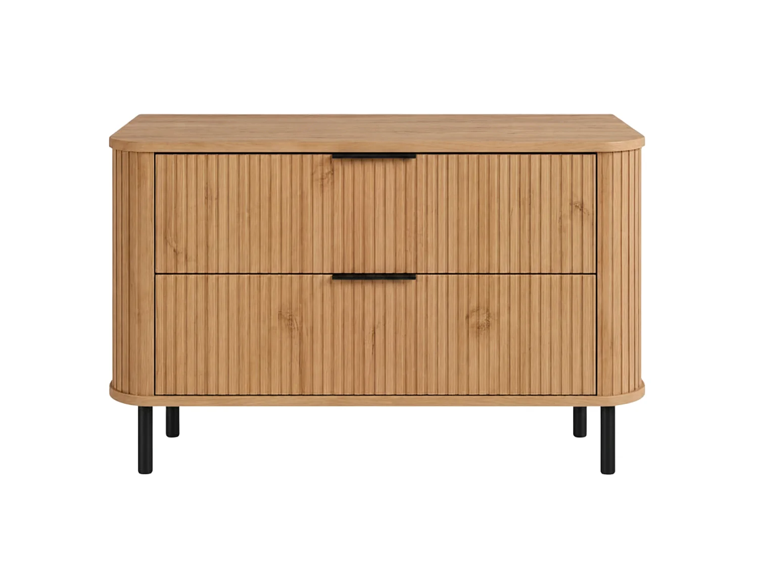 Free-standing bathroom cabinet with drawers and metal legs, colour Craft Oak, black handle, black legs, 100 x 41.5 x 66.7 cm