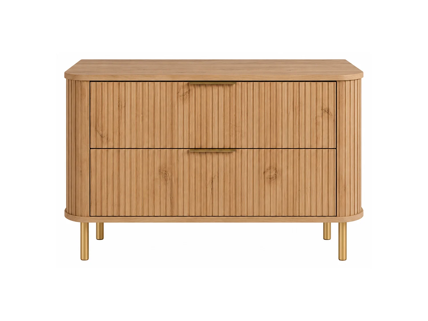 Meuble de salle de bain sur pieds avec tiroirs et pieds métalliques, coloris Chêne Craft, poignée doré, pieds doré, 100 x 41,5 x 66,7 cm