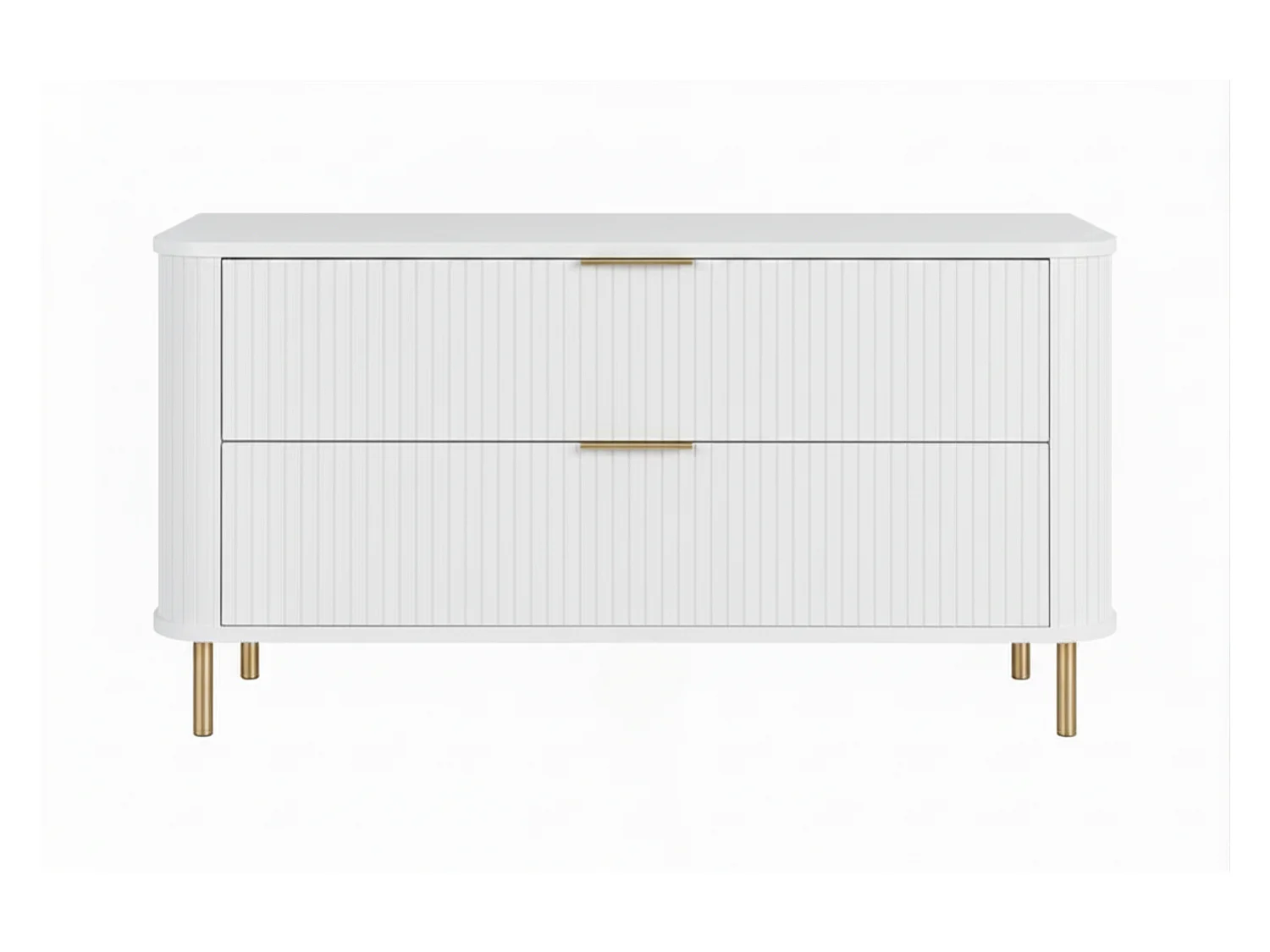 Free-standing bathroom cabinet with drawers and metal legs, colour White, gold handle, gold legs, 120 x 41.5 x 66.7 cm