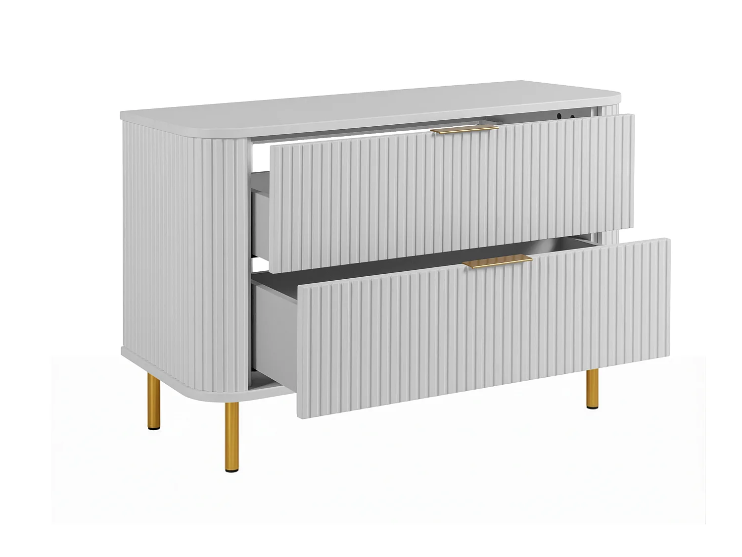 Free-standing bathroom cabinet with drawers and metal legs, colour White, gold handle, gold legs, 100 x 41.5 x 66.7 cm