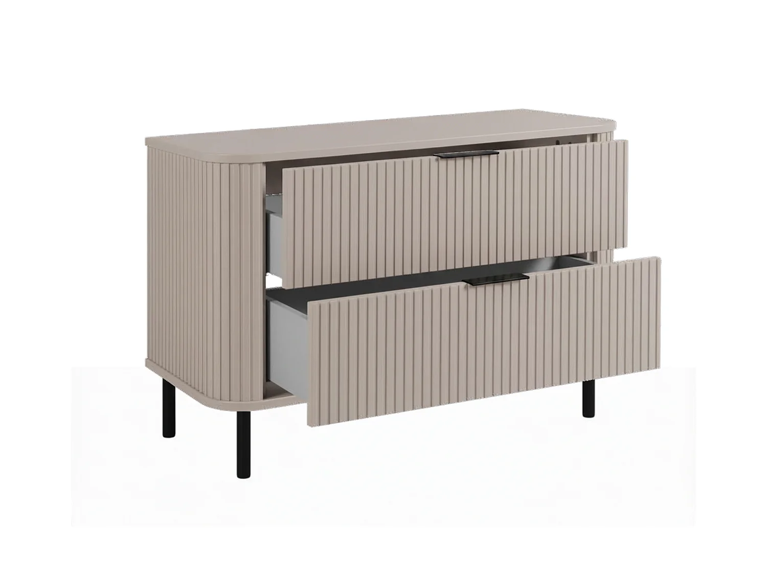 Free-standing bathroom cabinet with drawers and metal legs, colour Cashmere, black handle, black legs, 100 x 41.5 x 66.7 cm
