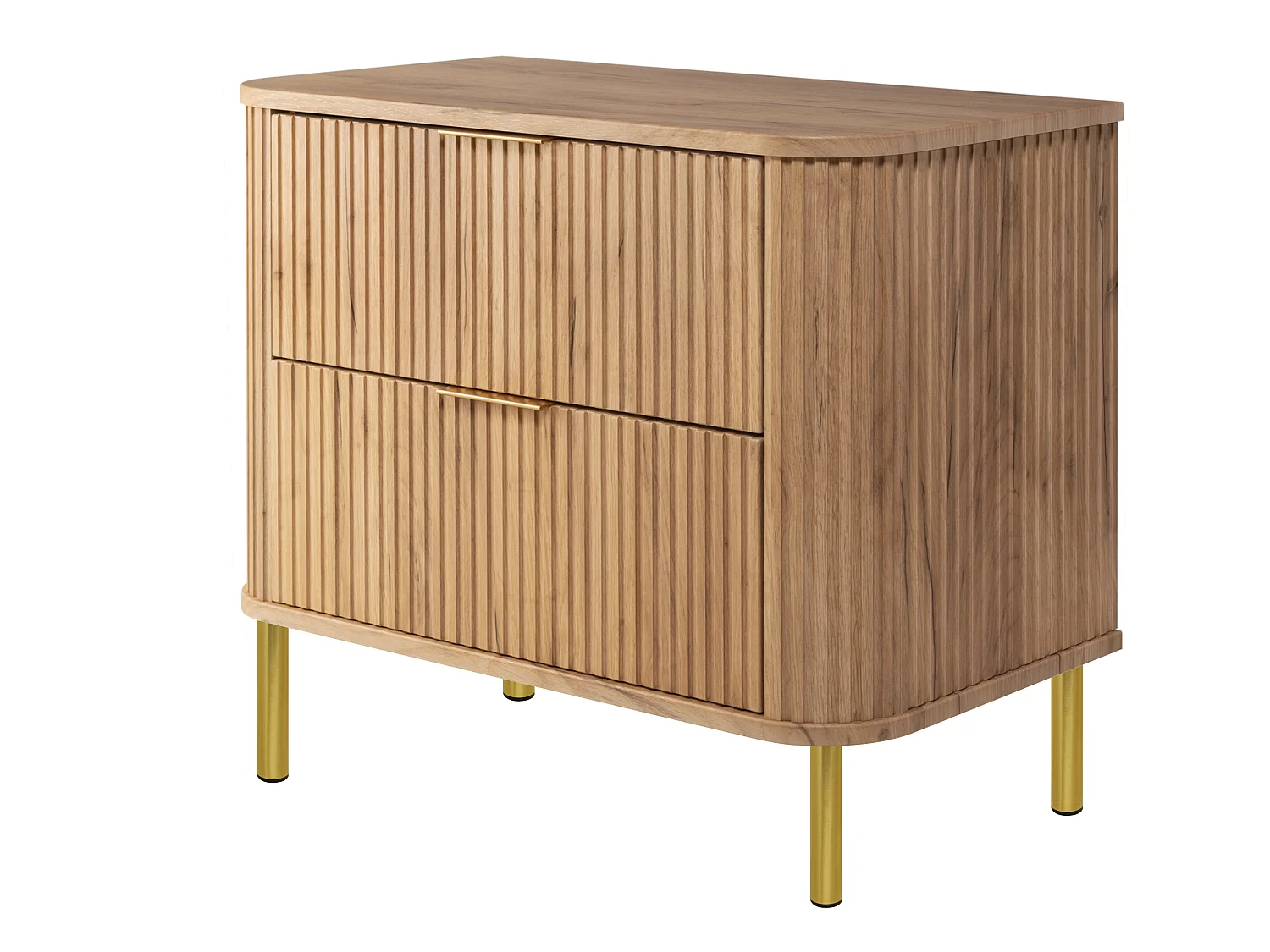 Free-standing bathroom cabinet with drawers and metal legs, colour Craft Oak, gold handle, gold legs, 80 x 41.5 x 66.7 cm