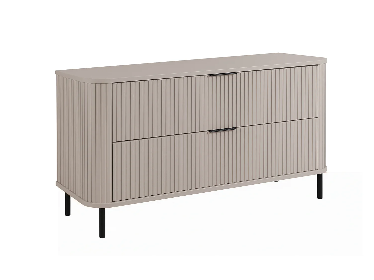 Free-standing bathroom cabinet with drawers and metal legs, colour Cashmere, black handle, black legs, 120 x 41.5 x 66.7 cm