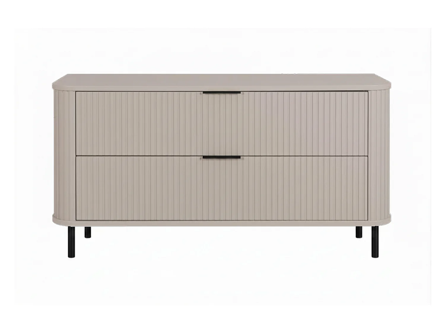 Free-standing bathroom cabinet with drawers and metal legs, colour Cashmere, black handle, black legs, 120 x 41.5 x 66.7 cm