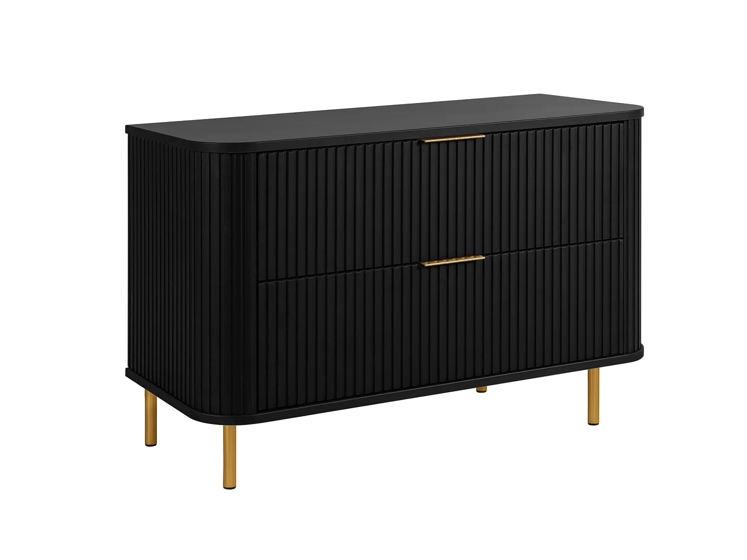 Free-standing bathroom cabinet with drawers and metal legs, colour Black, gold handle, gold legs, 100 x 41.5 x 66.7 cm