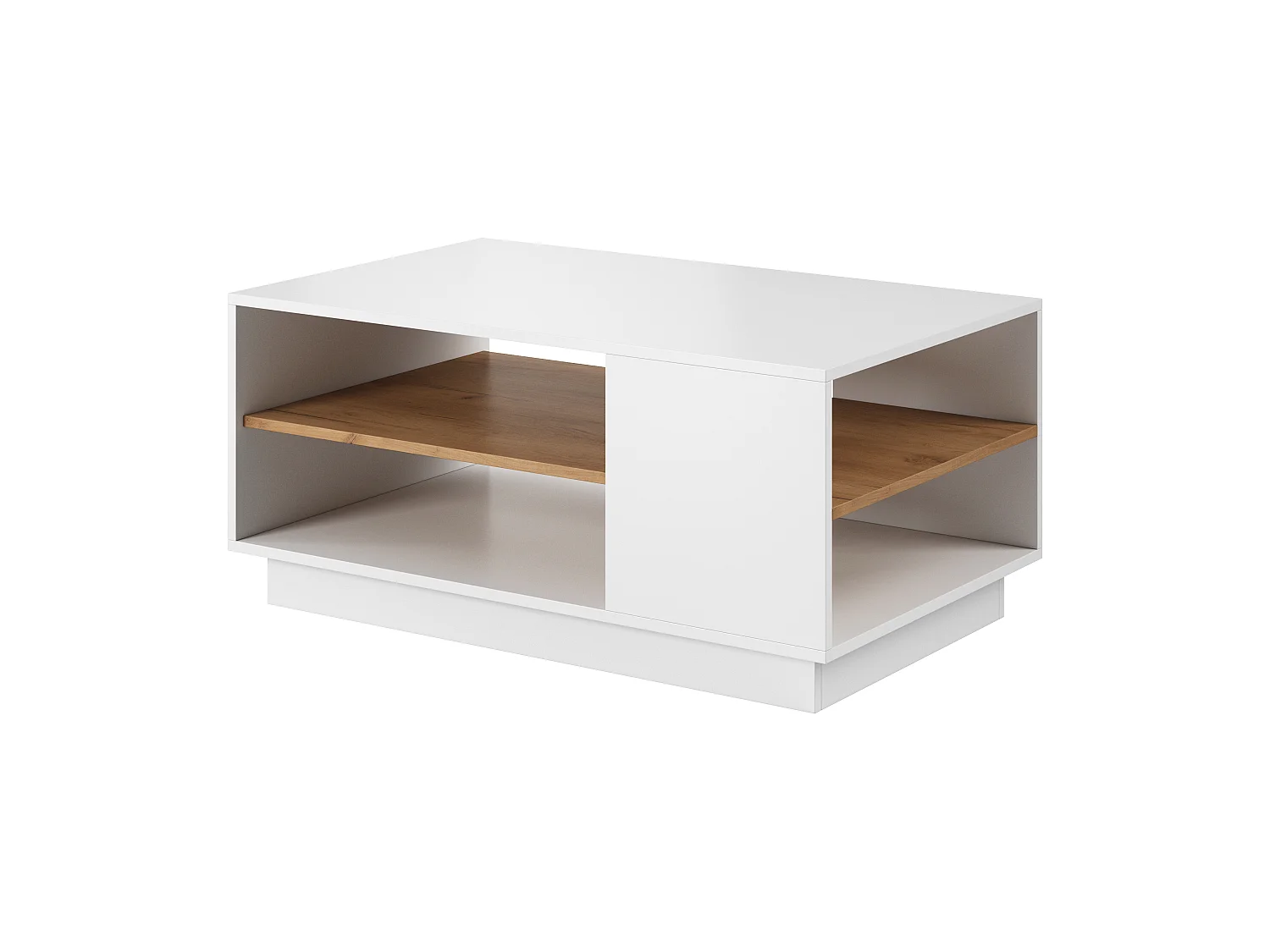 Couchtisch für Wohnzimmer mit Regal, weiß / Eiche Craft Gold, 100 x 60 x 45,5 cm