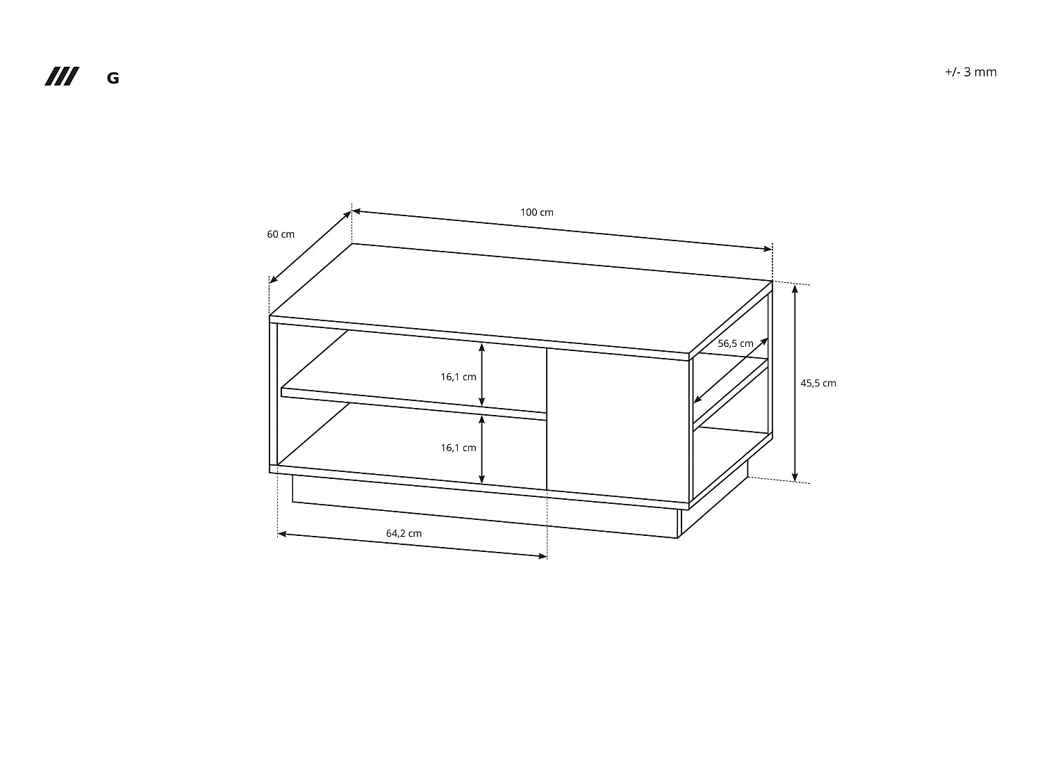 Couchtisch für Wohnzimmer mit Regal, weiß / Eiche Craft Gold, 100 x 60 x 45,5 cm