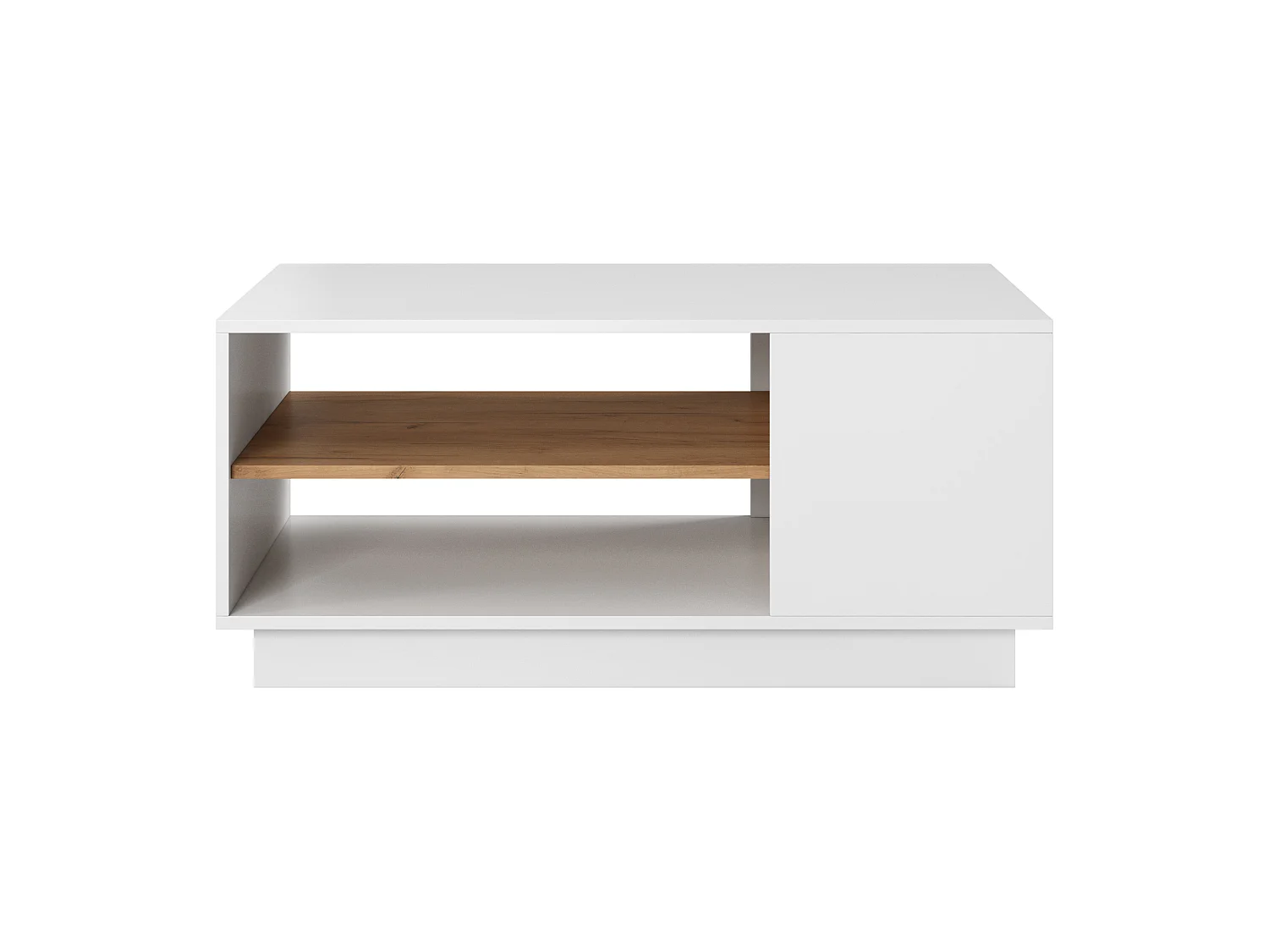 Couchtisch für Wohnzimmer mit Regal, weiß / Eiche Craft Gold, 100 x 60 x 45,5 cm
