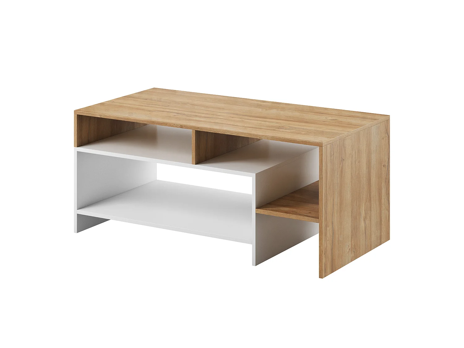 Couchtisch asymmetrisch für Wohnzimmer, Eiche Craft / Anthrazit, 120 x 60 x 52,8 cm