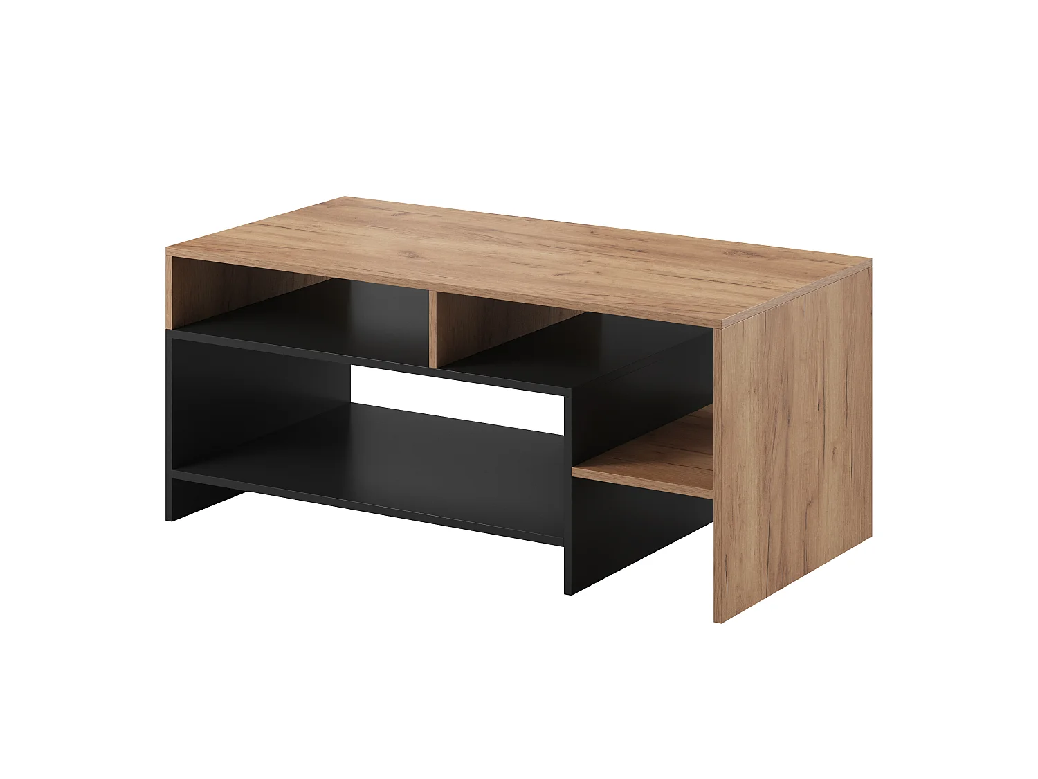 Couchtisch asymmetrisch für Wohnzimmer, Eiche Grandson / weiß, 120 x 60 x 52,8 cm