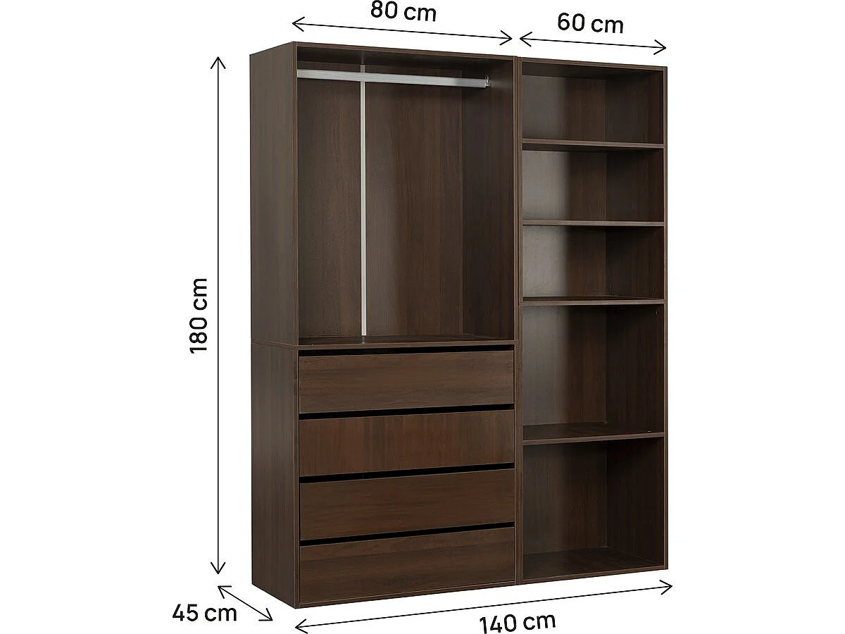 Modulares Ankleideset "Opéra" - 2 Elemente - Braun