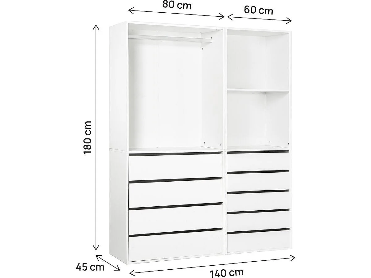 Conjunto de toucador modular "Opera" - 2 unidades - Branco