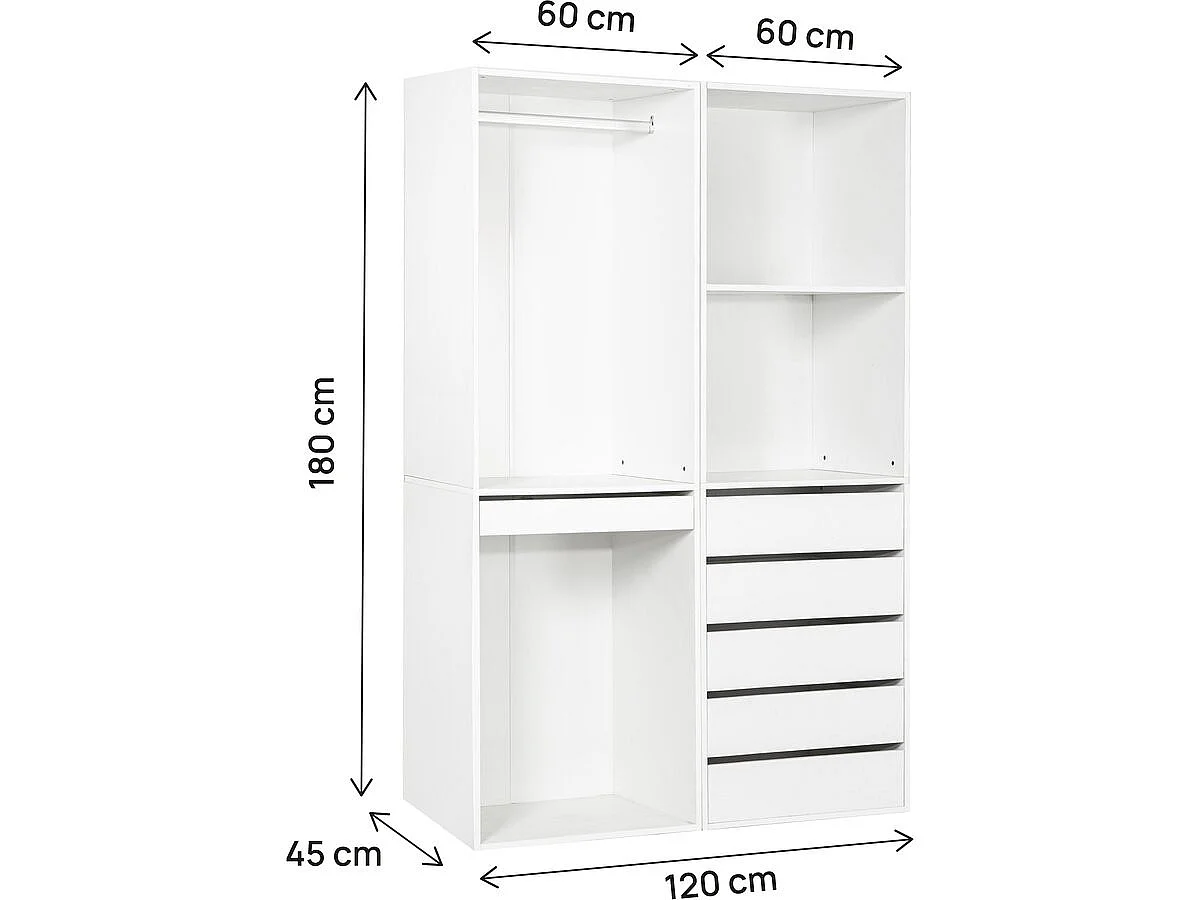 Modulärt "Opera" Dressing Kit - 2 enheter - Vit