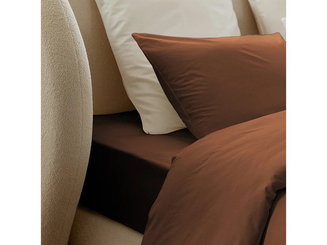 Draps Housse 140x200cm - Mocca Mousse - Satin de Coton