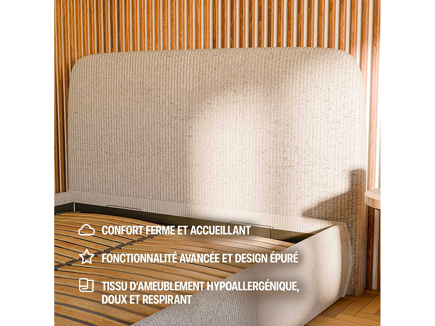 Lit Coffre velours côtelé 140x190cm