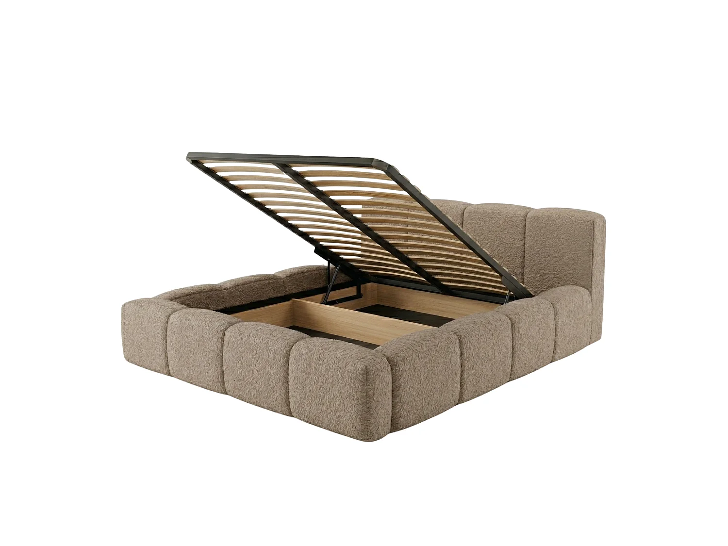 Lit Coffre tissu bouclé 180x200cm