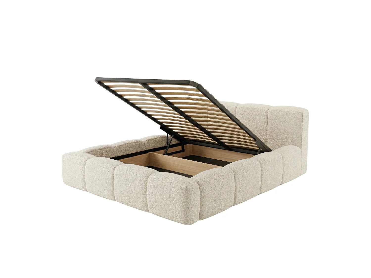Lit Coffre tissu bouclé 160x200cm